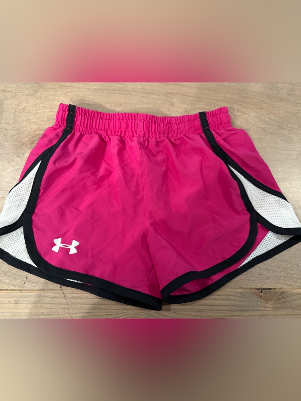 Under Armour Girls Hot Pink Athletic Shorts with Black Trim